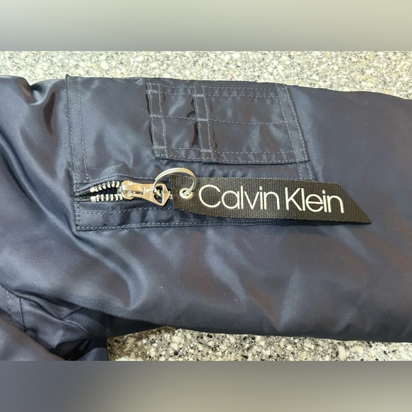 Men's Calvin Klein Navy Classic Nylon Bomber Jacket Size Small - Picture 12 of 15